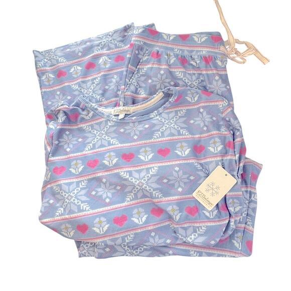 Nwt P.J. SALVAGE Mountain Bound Fair Isle Pajama Set Blue Med NEW - Picture 2 of 4